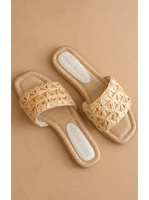Le Natasha | Claquette en raphia naturel avec motif tressé