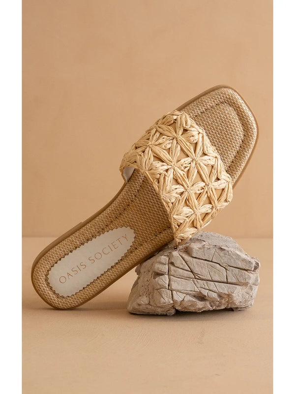 Le Natasha | Claquette en raphia naturel avec motif tressé