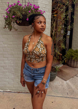 Block Printed Bralette Organic Cotton