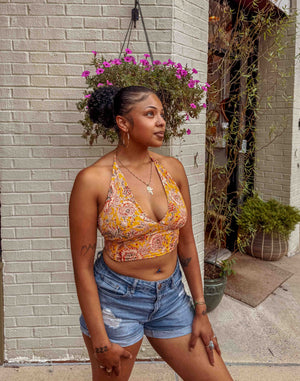 Block Printed Bralette Organic Cotton