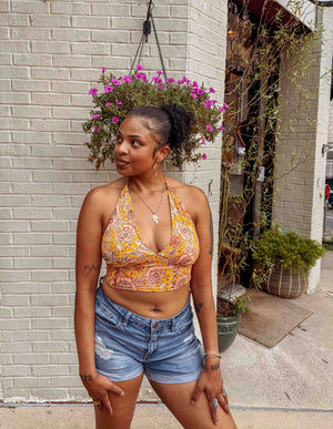 Block Printed Bralette Organic Cotton