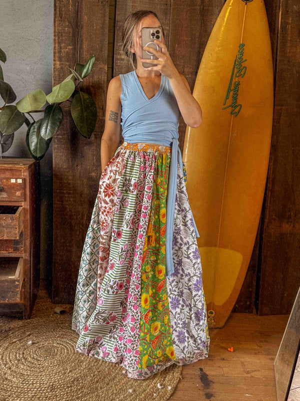 Pomade Skirt | Upcycled Cotton Block Print