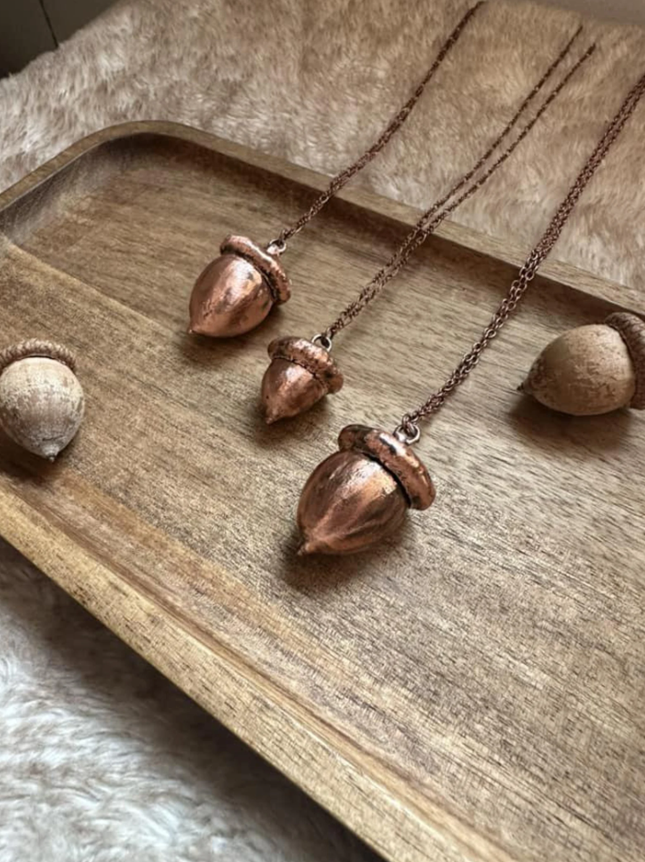 Real Copper Acorn Necklace
