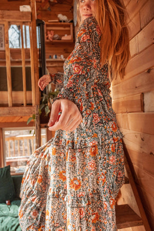 Emilia Organic Cotton Hand Block-Print Maxi Dress