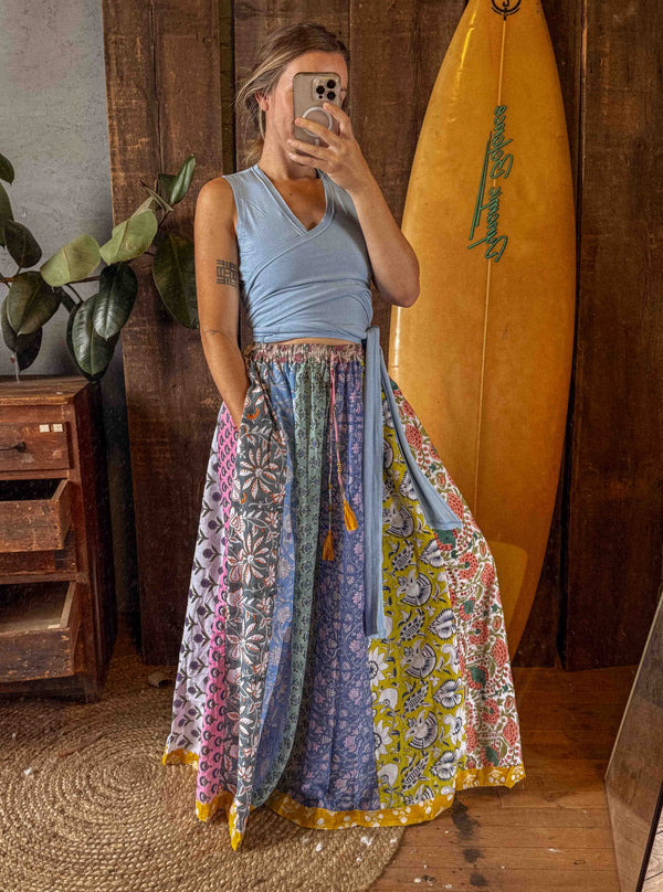 Pomade Skirt | Upcycled Cotton Block Print