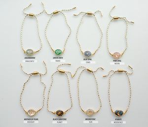 Gemstone Pull Tie Bracelet