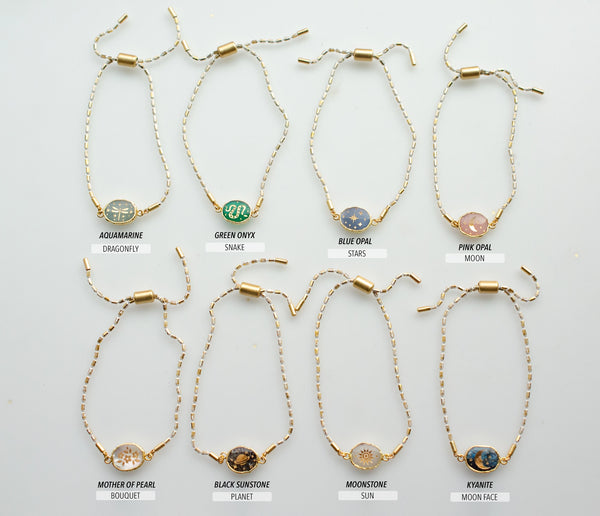 Gemstone Pull Tie Bracelet