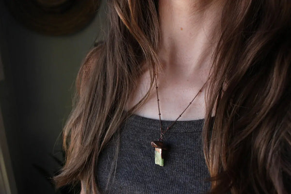 Green Kyanite Mushroom Necklace