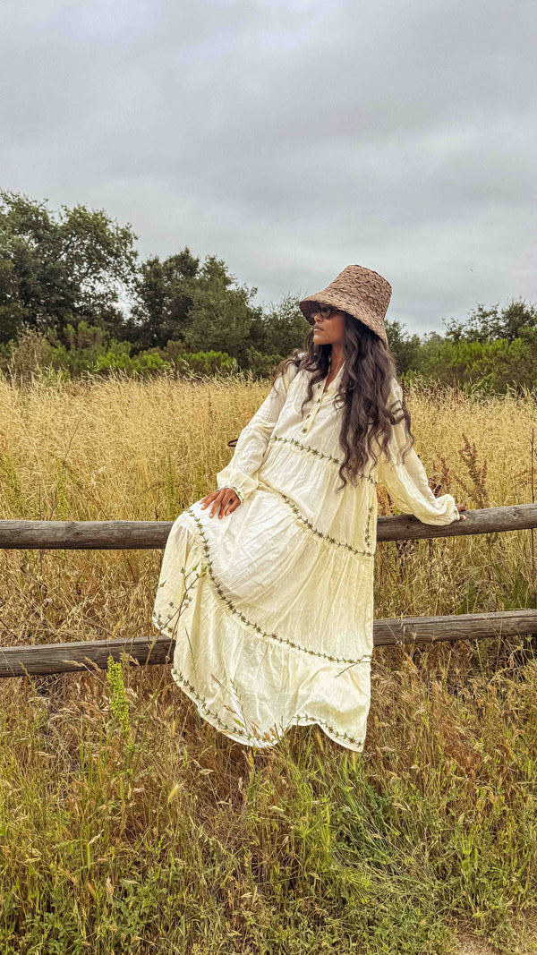 Giovanna Dress Hand Embroidered Cotton