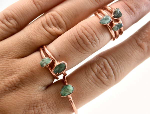 Handmade Copper Emerald Ring