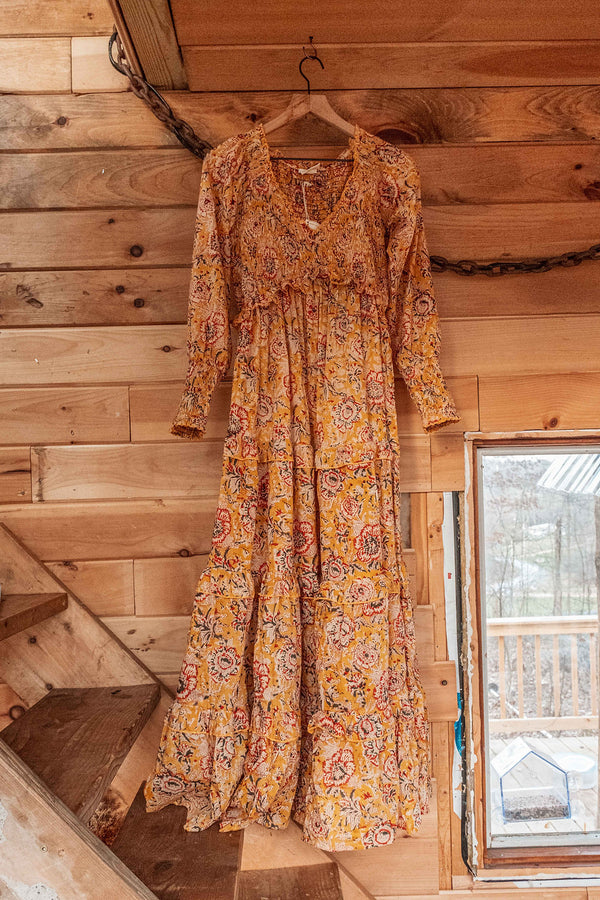 Emilia Organic Cotton Hand Block-Print Maxi Dress