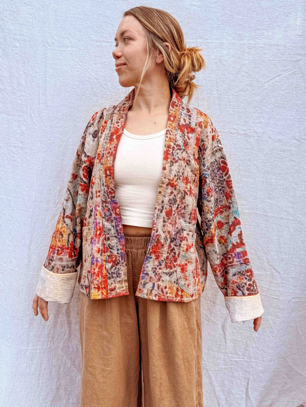 Gilet Kantha Tapis Persan - Mandala Aquarelle